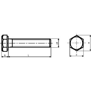 S+P Stålbolt M20 X 50 Mm, A4, Din 933, 6-Kant, 25 Stk.