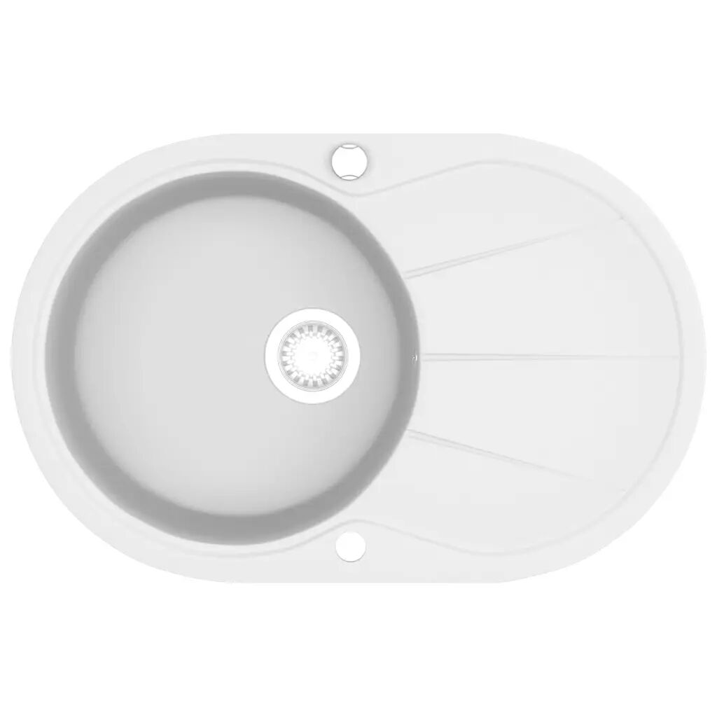 vidaXL køkkenvask granit enkelt vask oval hvid