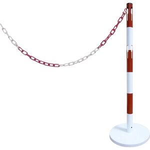 VISO Juego de ampliación de poste barrera con cadena, 1 poste, cadena de 2,5 m, rojo / blanco