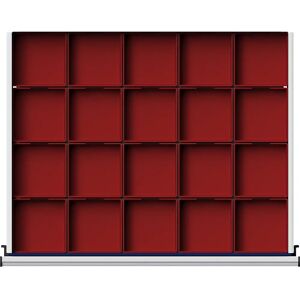 ANKE Caja para piezas pequeñas de plástico con 20 cubetas, para armario de 910 mm de anchura, para cajones de 60 mm de altura