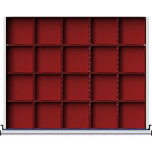 ANKE Caja para piezas pequeñas de plástico con 20 cubetas, para armario de 910 mm de anchura, para cajones de 90 - 150 mm de altura