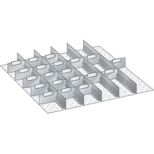 LISTA Juego de separadores de cajones, 5 paredes ranuradas y 20 chapas separadoras, 25 piezas, para altura del frente de 50 mm