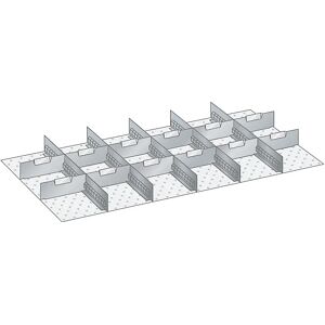 LISTA Juego de separadores de cajones, 5 paredes ranuradas, 12 chapas separadoras, 17 piezas, para altura del frente de 100 y 125 mm