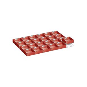 LISTA Juego de separadores de cajones, 24 cajas insertables, en rojo, para altura del frente de 50 mm