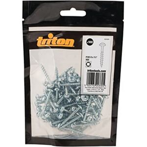 TRITON Tornillos Galvanizados con Cabeza de Arandela y Rosca Gruesa, Plata, 8 x 1-1/4-inch, Set de 100 Piezas