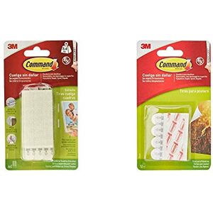 Command Tiras Adhesivas para Colgar Cuadros Pequeños, Pack de 4 x 2 Tiras  Blancas Pequeñas, Para Marcos de hasta 20 x 25 cm, Colgar Sin Agujeros y  Sin