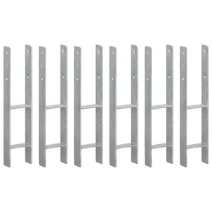 vidaXL Anclajes de valla 6 uds acero galvanizado plateado 12x6x60 cm