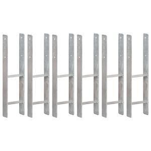 vidaXL Anclajes de valla 6 uds acero galvanizado plateado 14x6x60 cm