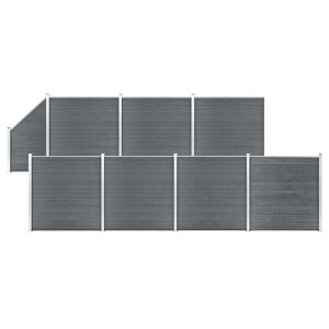 vidaXL Set de valla 7 cuadradas + 1 oblicua WPC gris 1311x186 cm