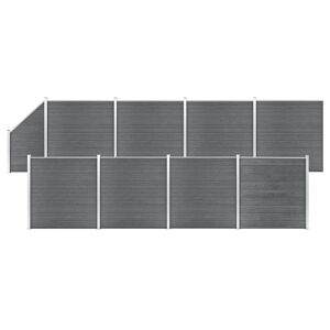 vidaXL Set de valla 8 cuadradas + 1 oblicua WPC gris 1484x186 cm