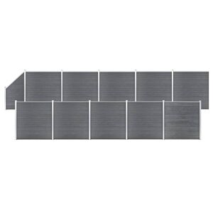 vidaXL Set de valla 10 cuadradas + 1 oblicua WPC gris 1830x186 cm