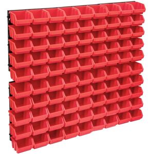 vidaXL Kit de cajas de almacenaje 96 pzas paneles de pared rojo negro