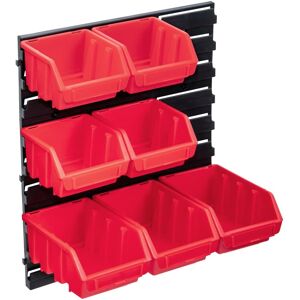 vidaXL Kit de cajas de almacenaje 8 pzas panel de pared rojo negro