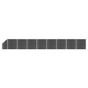 vidaXL Juego de paneles de valla WPC negro 1484x(105-186) cm