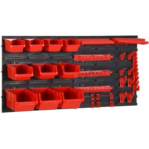 vidaXL Set estantes taller 35 pzas polipropileno rojo y negro 77x39 cm