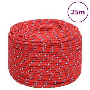 vidaXL Cuerda de barco polipropileno rojo 8 mm 25 m