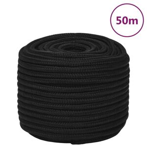 vidaXL Cuerda de trabajo poliéster negro 12 mm 50 m
