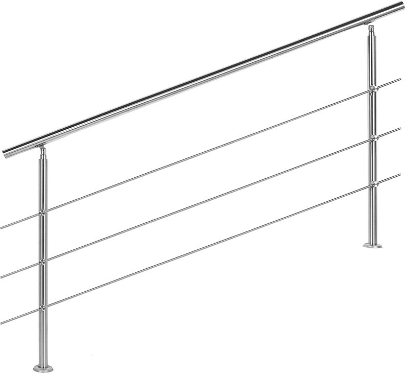 Wiltec - Barandilla acero inox 3 varillas 180cm Pasamanos escalera