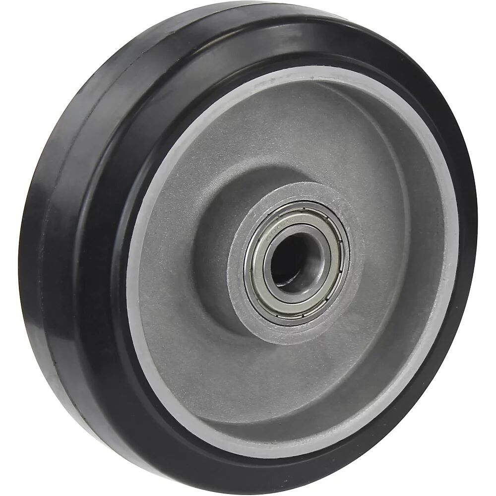 Proroll Neumático de caucho macizo elástico, negro, rodamiento de bolas de precisión, Ø de rueda x anchura 100 x 40 mm