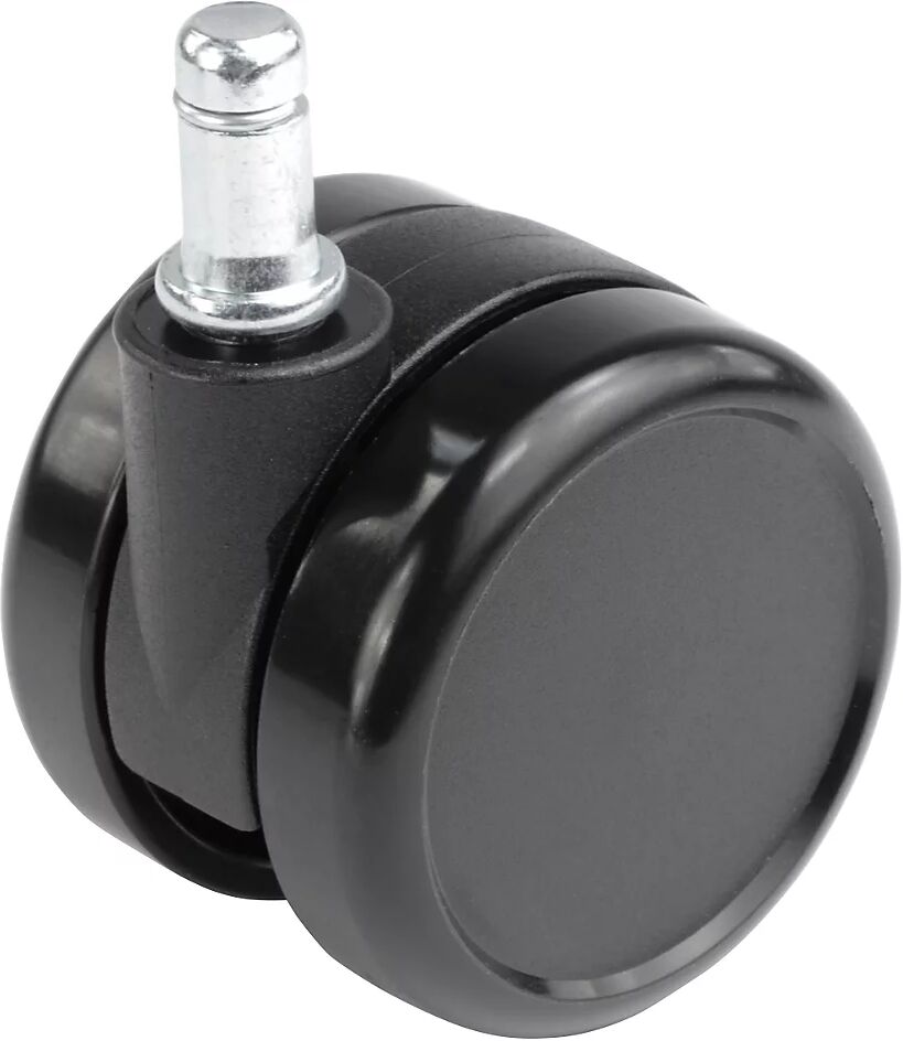 Proroll Rueda para sillas, Ø de rueda 65 mm, UE 5 unid., perno insertable con aro de sujeción, en negro, rueda dura, Ø del cuello 23 mm