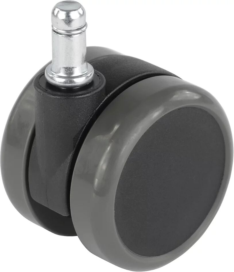 Proroll Rueda para sillas, Ø de rueda 65 mm, UE 5 unid., perno insertable con aro de sujeción, en negro, rueda blanda, Ø del cuello 23 mm