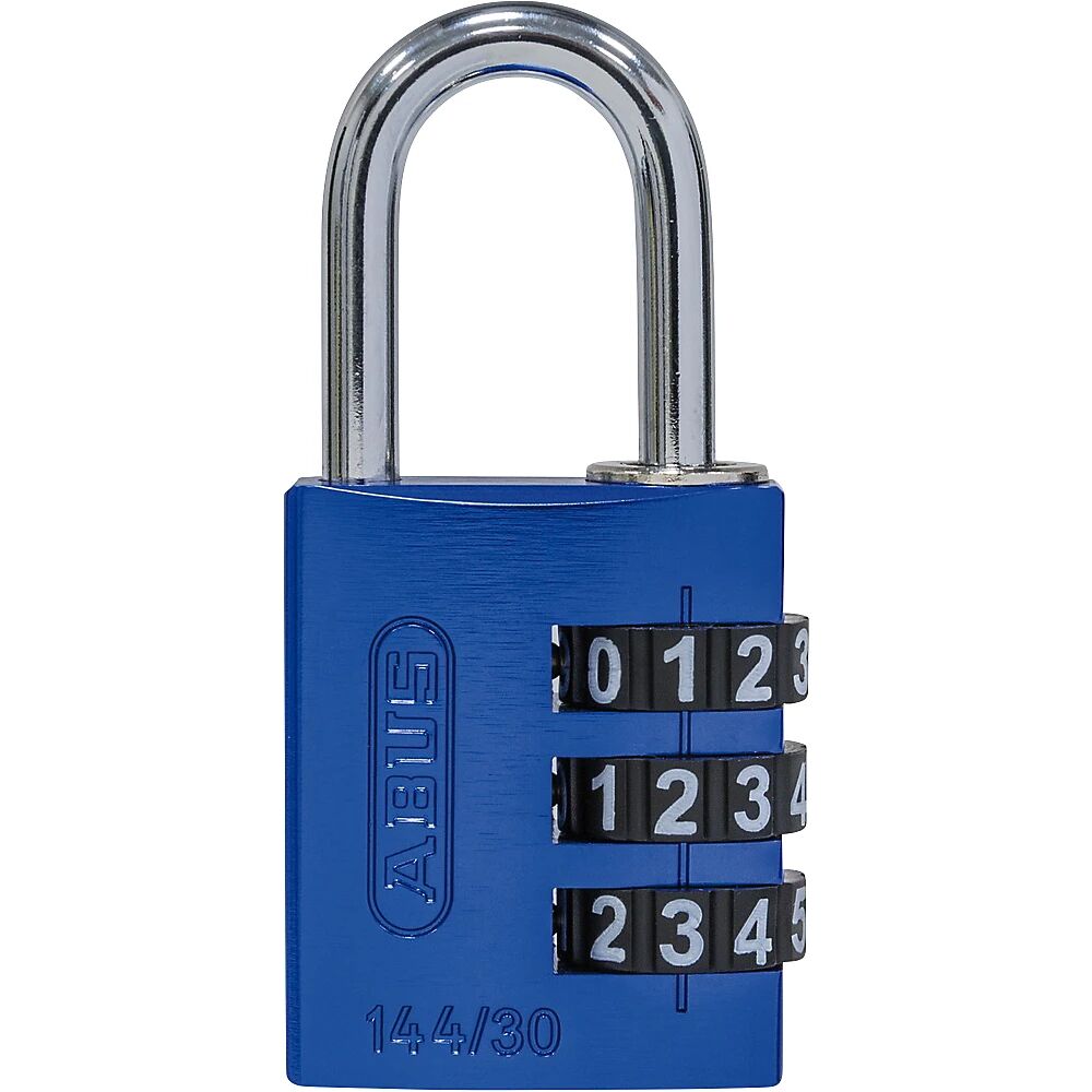 ABUS Cerradura de combinación numérica, aluminio, 144/30 Lock-Tag, UE 6 unid., azul