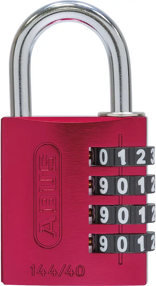 ABUS Cerradura de combinación numérica, aluminio, 144/40 Lock-Tag, UE 6 unid., rojo