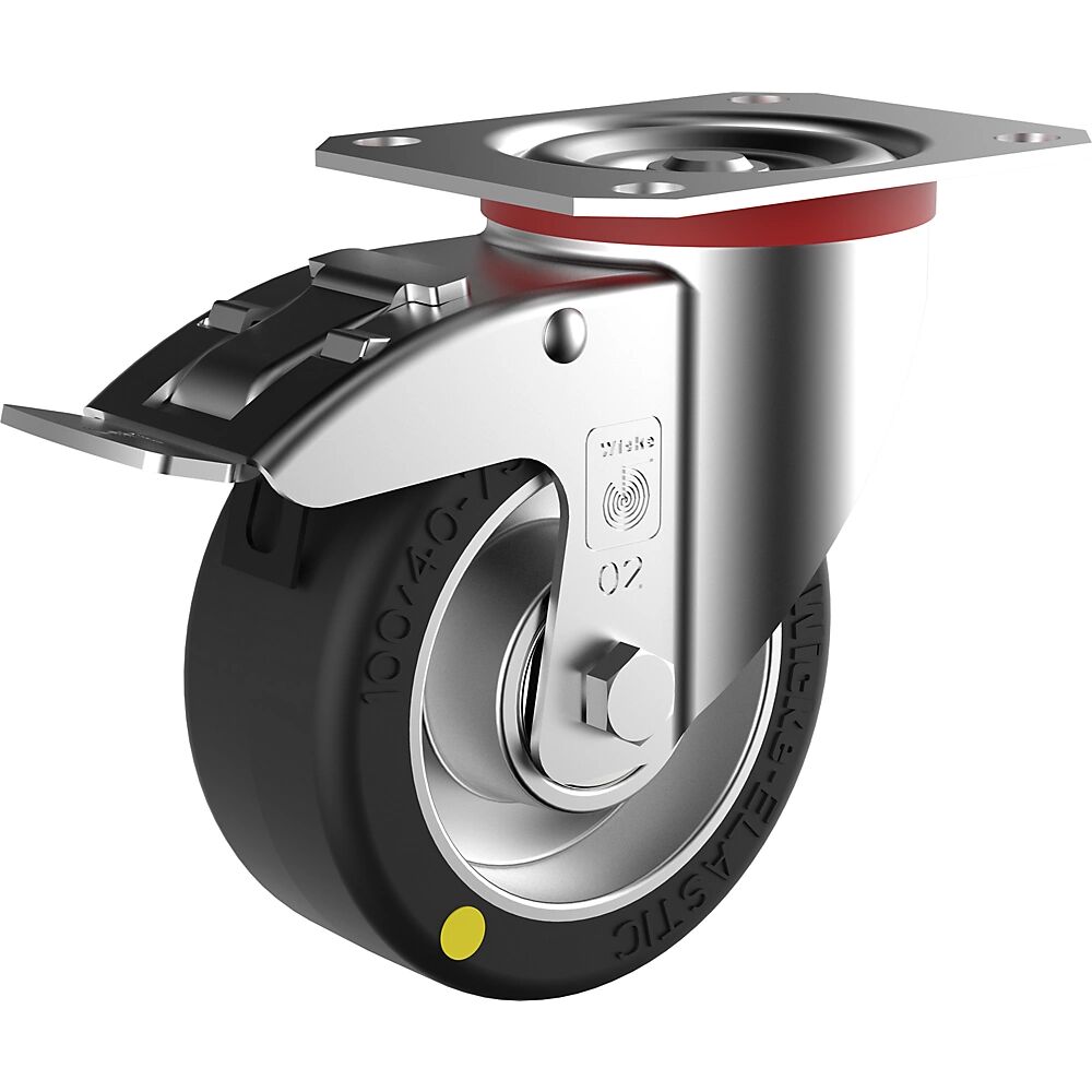 Wicke Neumático de goma elástica ESD, Ø de rueda x anchura 125 x 40 mm, carga máx. 250 kg, rueda de maniobra con freno doble