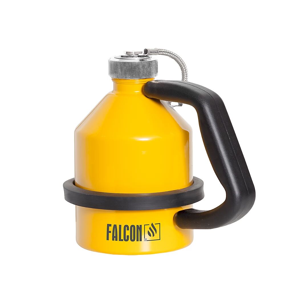 Falcon Recipiente de seguridad para almacén y transporte con caperuza roscada, chapa de acero amarilla, capacidad 1 l