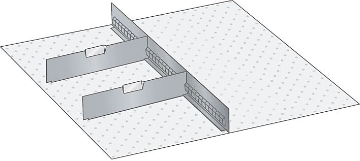 LISTA Juego de separadores de cajones, 1 pared ranuradas y 2 chapas separadoras, 3 piezas, para altura del frente de 100 y 125 mm