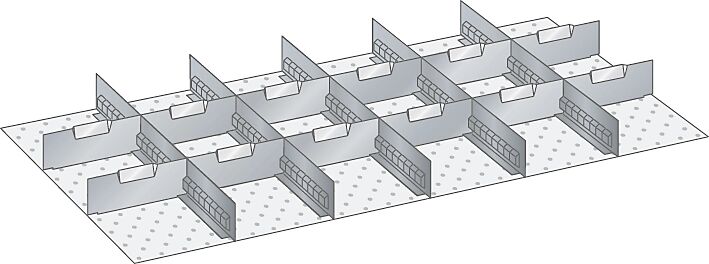 LISTA Juego de separadores de cajones, 5 paredes ranuradas, 12 chapas separadoras, 17 piezas, para altura del frente de 150 mm
