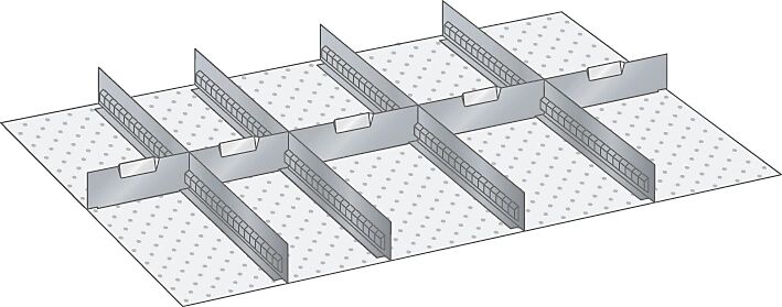 LISTA Juego de separadores de cajones, 4 paredes ranuradas, 5 chapas separadoras, 9 piezas, para altura del frente de 100 y 125 mm