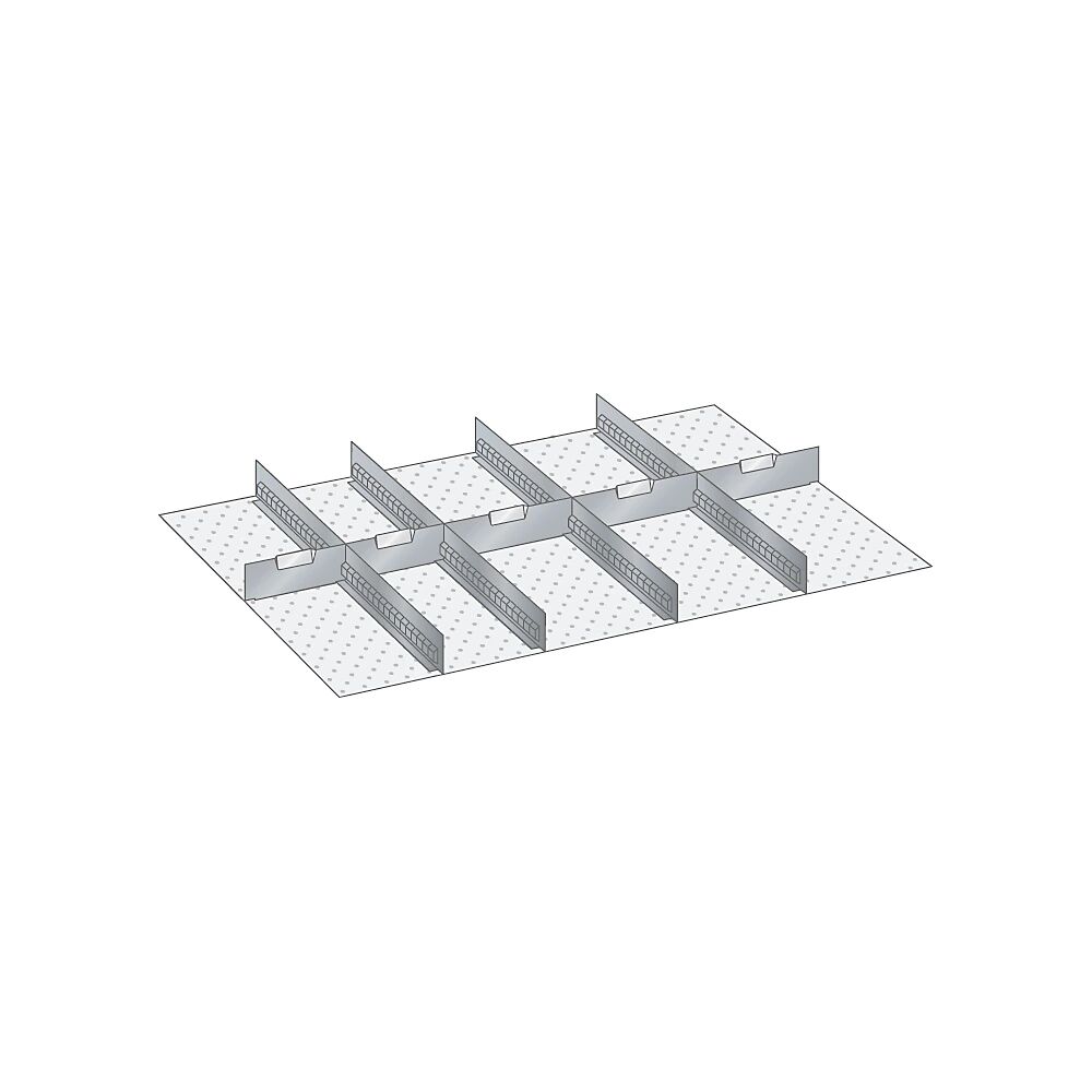 LISTA Juego de separadores de cajones, 4 paredes ranuradas, 5 chapas separadoras, 9 piezas, para altura del frente de 150 mm