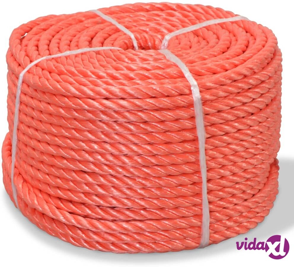 vidaXL Punottu Köysi Polypropeeni 12 mm 100m Oranssi