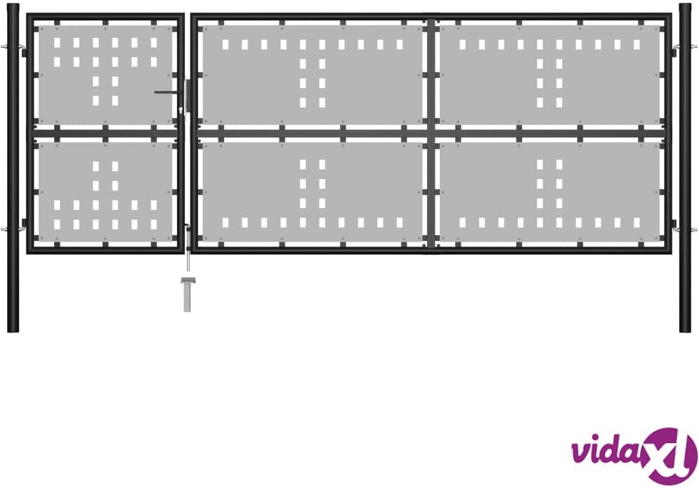 vidaXL Puutarhaportti teräs 350x125 cm musta