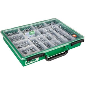 SPAX Assortiment caissons grand, Kit de vis avec X dimensions, 387 unites, Tete fraisee, T-STAR plus, WIROX - 4000001991169