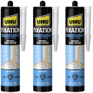 Lot de 3 mastics de Fixation UHU Transparent cartouche - 310 g