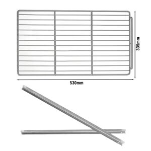 GGM GASTRO - Rails en inox 1x gauche et 1x droite (560mm) avec grille de support plastifiée - GN 1/1 - 335 x 530 mm