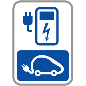 Panneau Alu Borne de recharge électrique fond blanc