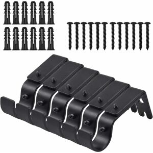 Aiducho - 6pcs Supports De Poteau Rideau, Réglable Métal Support De Mur-Rideau, Robustes Supports De Rail Rideau, Support De Tringle à Rideau Avec Vis Pour Support De Mur Rideau (Noir) - Publicité