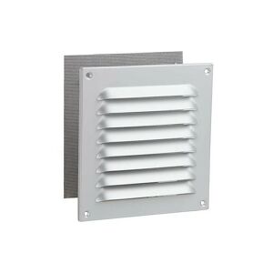 Grille d'aeration intempéries en alu, anodisee - 400x400 mm avec moustiquaire, vis et chevilles