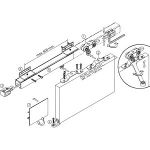 - Kit complet pour portes coulissantes d'intérieur en bois - vantail de 40 kg - longueur 3 m - Série Expert