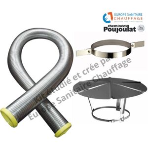 ESC Kit tubage flexible double peau inox diamètre 100 + collier de fixation haute + chapeau Poujoulat 7 mètres - Publicité