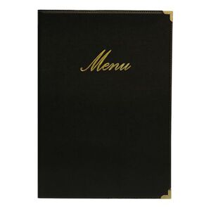 Lot 10 protège-menu Classique format A4 couleur noir - Porte menu hôtel restaurant Securit Noir