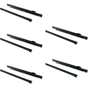 Lot de 5 jeux de Coulisses pour tiroirs T30, drop lock, longueur 400mm, coulissement partiel, Acier, Noir - Peint en noir - Emuca - Publicité