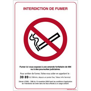 Signaletique.biz France - Panneau Interdiction de Fumer avec Décret. Panneau Cigarette Interdite. Sticker Interdiction de Fumer, pvc, Alu - Adhésif - Publicité