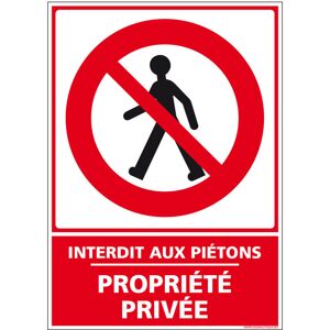 Signaletique.biz France - Panneau Interdit aux piétons Propriété privée - Adhésif - 450 x 630 mm - Adhésif - Publicité