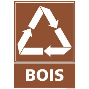 SIGNALETIQUE.BIZ FRANCE Panneau Recyclage bois, Tri sélectif des déchets bois. Recyclage en déchetterie. Autocollant, pvc ou Alu, au choix - Adhésif - 450 x 630 mm - Adhésif - Publicité