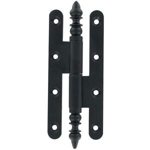 - Paumelle rustique à bouts ronds pour menuiserie bois - 140 x 60 mm - droite - noir