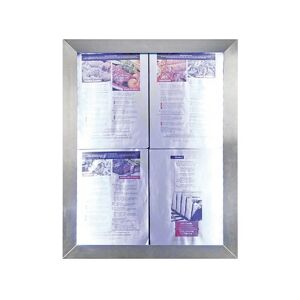 - Porte-menu mural 4 x A4 Classic led en acier inoxydable - Affichage menu hôtel restaurant - Inox